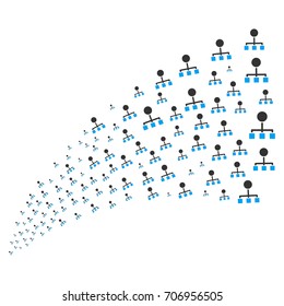 Fountain of hierarchy symbols. Vector illustration style is flat blue and gray iconic hierarchy symbols on a white background. Object fountain made from design elements.