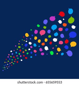 Fountain of hint symbols. Vector illustration style is flat bright multicolored hint iconic symbols on a blue background. Object salute created from confetti design elements.
