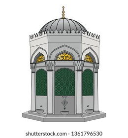 Fountain, Historic ottoman fountain, vector,