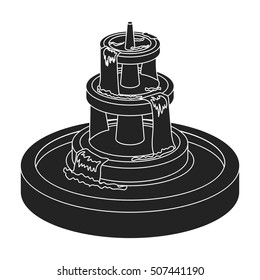 Fountain icon in black style isolated on white background. Park symbol stock vector illustration.