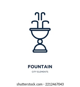Brunnen-Symbol aus der Sammlung von Stadtelementen. Dünner linearer Springbrunnen, Natur, Aquakultursymbol einzeln auf weißem Hintergrund. Zeilensymbol für Vektorbrunnen, Symbol für Web und Mobile