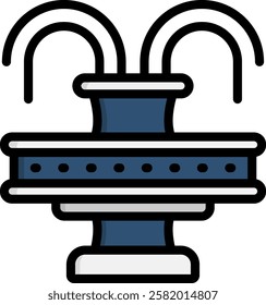 Fountain Icon Lineal Color Vector Illustration