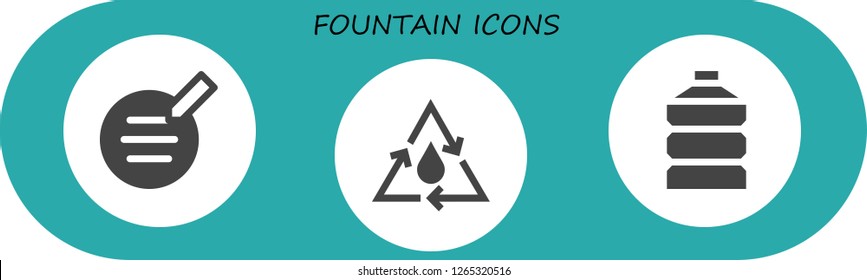 fountain icon set. 3 filled fountain icons. Simple modern icons about  - Writer, Water