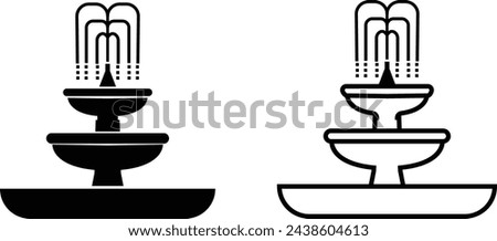 fountain icon set isolated in black color. fountain vector from education collection for web, mobile apps and ui. on transparent background, Fountain water jets silhouettes, cascade spring eruption.