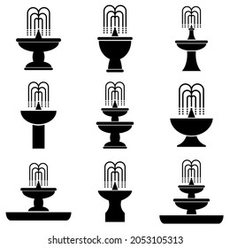 Fountain icon, stock vector, logo isolated on white background