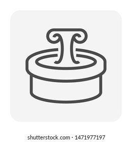 Fountain icon. That is an architectural feature used as part of landscaping. Can be defined as interior, exterior landscape or architectural element in garden, yard, patio and outdoor.