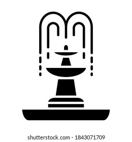 Fountain icon in trendy silhouette style design. Vector illustration isolated on white background.