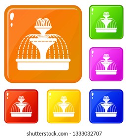 Fountain icons set collection vector 6 color isolated on white background