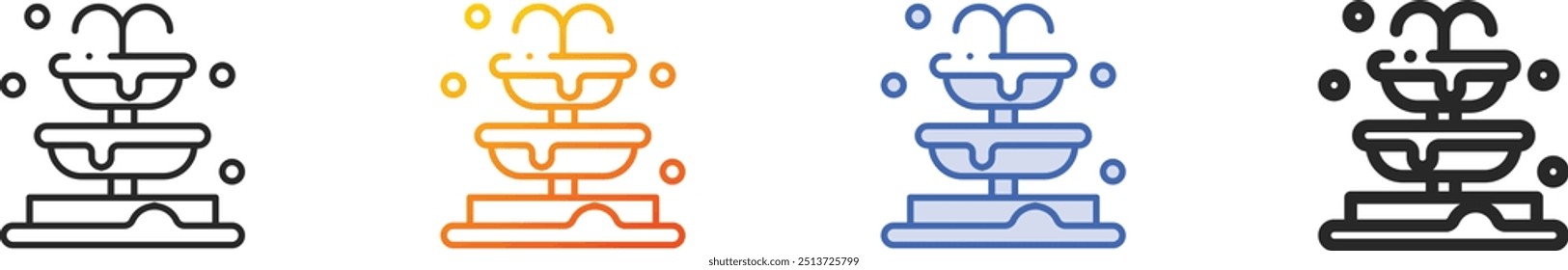 fountain icon.Thin Linear, Gradient, Blue Stroke and bold Style Design Isolated On White Background