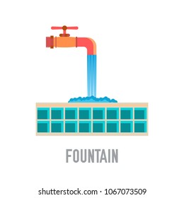 fountain illustration symbol object. Flat icon style concept design