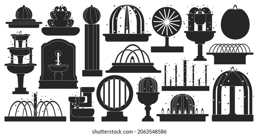 Fountain isolated black set icon. Vector illustration waterfall on white background. Vector black set icon fountain.
