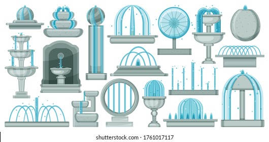 Fountain isolated cartoon set icon. Vector illustration waterfall on white background. Vector cartoon set icon fountain.