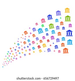 Fountain of library building icons. Vector illustration style is flat bright multicolored iconic library building symbols on a white background. Object fountain done from icons.