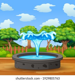 Fountain in the middle of nature landscape