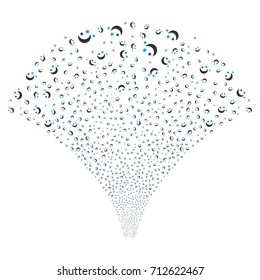 Fountain of moon stars icons. Vector illustration style is flat blue and gray iconic symbols on a white background. Object fountain organized from confetti pictograms.
