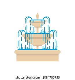 Fountain on isolated white background. Vector illustration