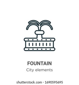 Fountain outline vector icon. Thin line black fountain icon, flat vector simple element illustration from editable city elements concept isolated stroke on white background