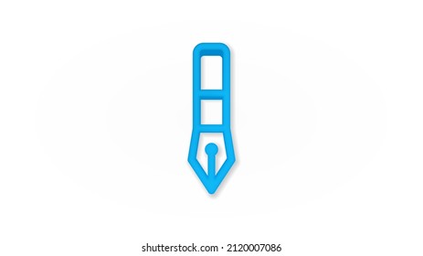 fountain pen 3d line flat color icon. Realistic vector illustration. Pictogram isolated. Top view. Colorful transparent shadow design.