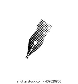 Fountain pen - black vector icon;  halftone illustration
