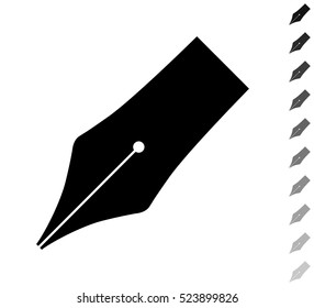 Fountain pen - black vector icon and ten icons in  shades of grey