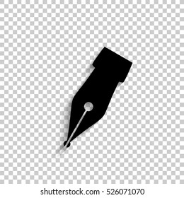 Fountain pen - black vector  icon with shadow