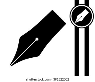 fountain pen - black and white vector icon