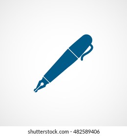 Fountain Pen Blue Flat Icon On White Background