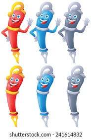 Fountain pen cartoon character set