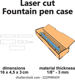 Diseño de la plantilla de corte láser de madera para el estuche de la pluma de la fuente