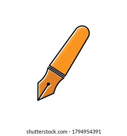 Fountain pen flat icon. Education symbol. Design template vector