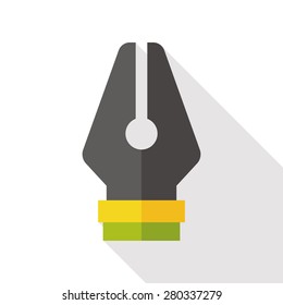 Fountain pen flat icon with long shadow