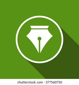 fountain pen flat icon with long shadow. vector illustration