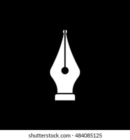 Fountain Pen Flat Icon On Black Background