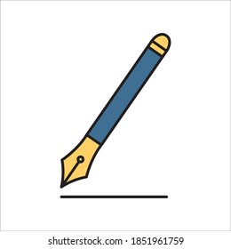 Fountain Pen Flat Icon Vector Logo Template Illustration