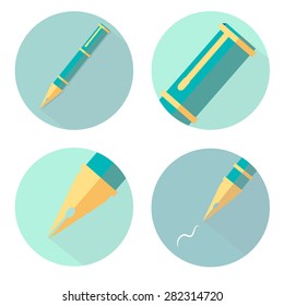fountain pen flat icon. vector illustration