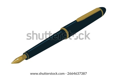 Fountain pen - hand drawn isometric vector illustration.