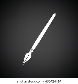 Fountain pen icon. Black background with white. Vector illustration.