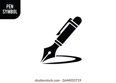  "Fountain Pen Icon. Black and White Ink Pen Symbol for Logo, Writing, Design Use."