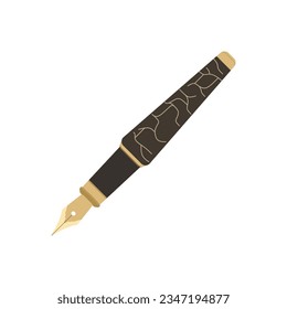 Fountain pen icon in color fill style with crack pattern. Design element of International Literacy Day. Vector illustration template in trendy style. Editable graphic resources for many purposes.