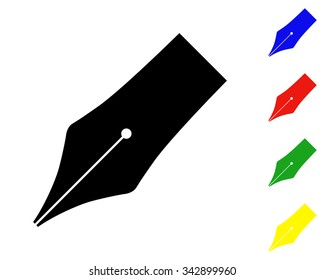 fountain pen icon - colored vector set