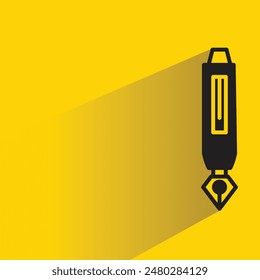 fountain pen icon with drop shadow on yellow background