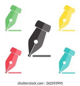Fountain pen icon, flat design
