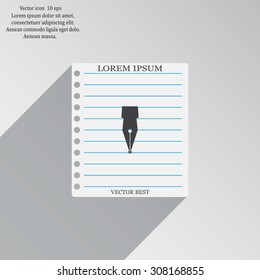 Fountain pen icon, flat design