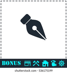Fountain pen icon flat. Simple vector symbol and bonus icon