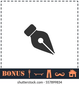 Fountain pen icon flat. Simple vector symbol and bonus icon