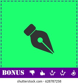 Fountain pen icon flat. Simple vector symbol and bonus icon