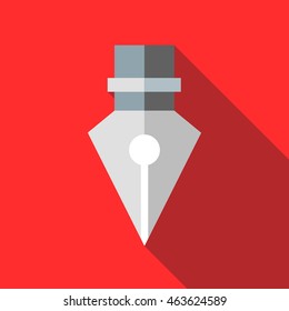Fountain pen icon in flat style on a red background