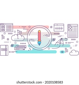 Fountain pen icon flat vector design. Perfect product research and development, company branding, computer application. Creative process for marketing purpose