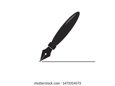 Fountain pen icon isolated on white background. Fountain pen simple silhouette. Web site page and mobile app design vector element.