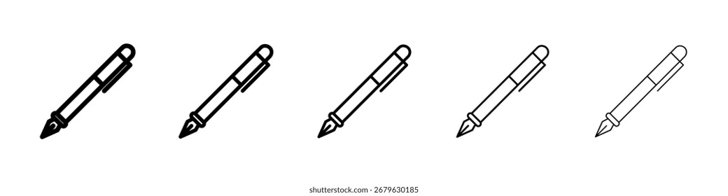 Logotipo do ícone da caneta fonte na coleção de linhas de traçado